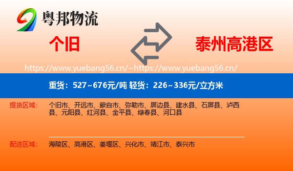 个旧到高港区物流
