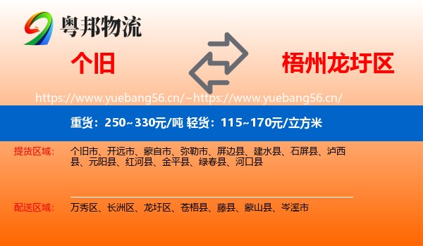 个旧到龙圩区物流