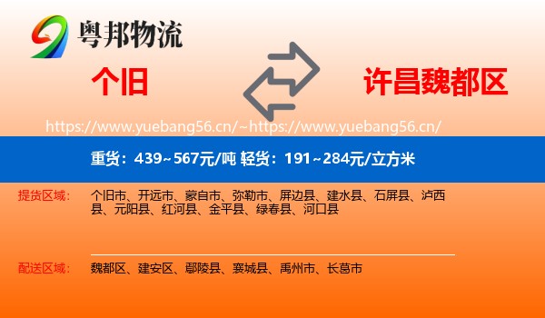 个旧到魏都区物流