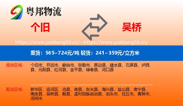个旧到吴桥县物流