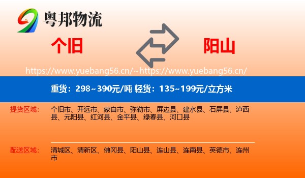 个旧到阳山县物流