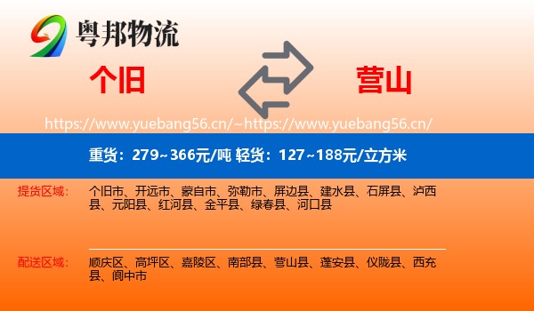 个旧到营山县物流