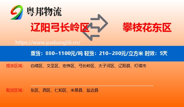 辽阳弓长岭区到东区物流专线名片