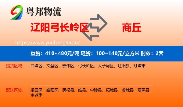 辽阳弓长岭区到商丘物流专线名片