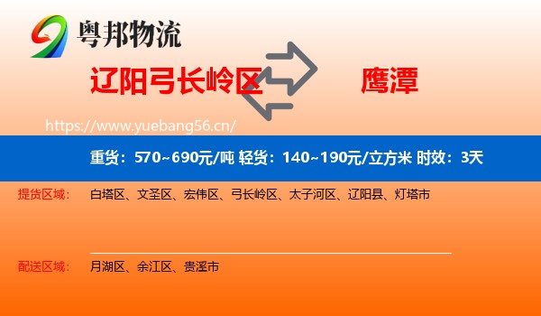 辽阳弓长岭区到鹰潭物流 辽阳弓长岭区到鹰潭物流专线名片