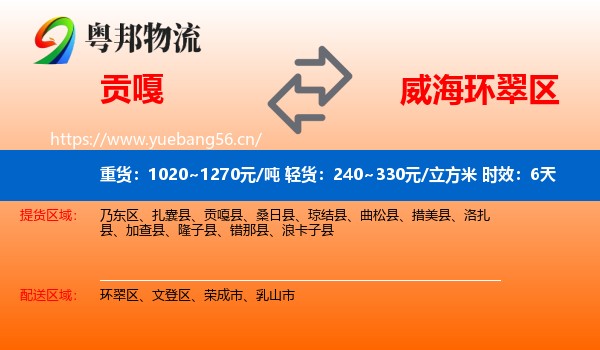 贡嘎到环翠区物流专线名片