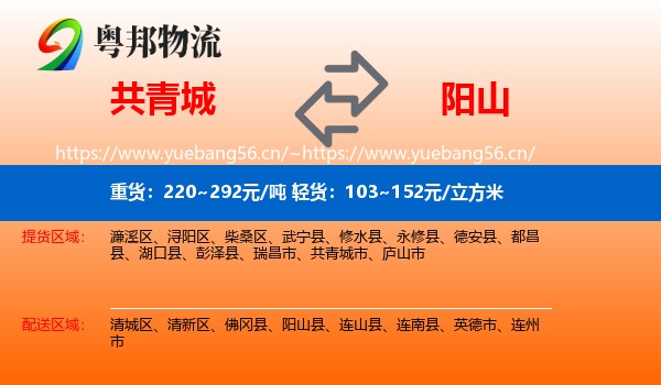共青城到阳山县物流