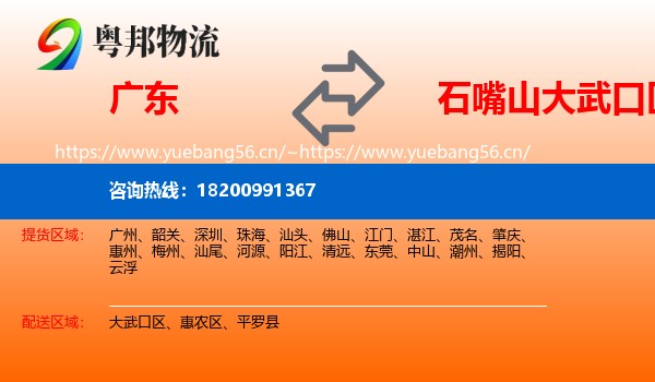 广东到大武口区物流