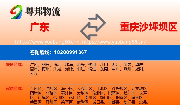广东到沙坪坝区物流