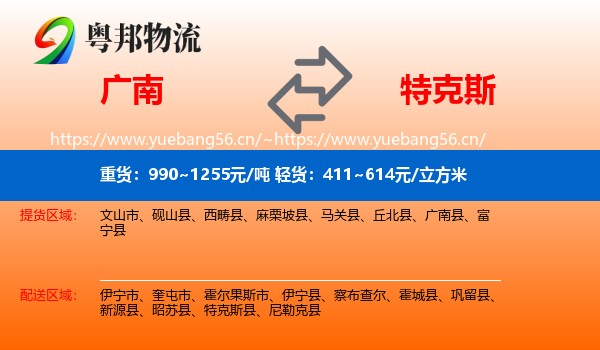 广南到特克斯县物流