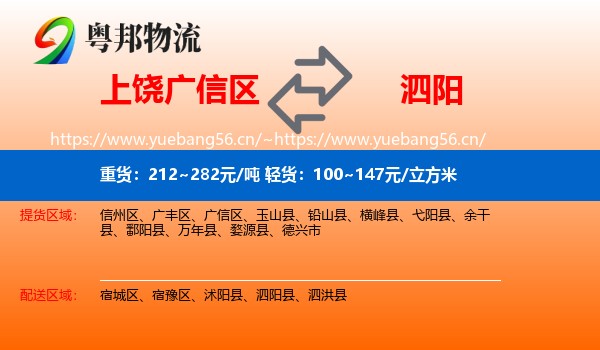 上饶广信区到泗阳县物流
