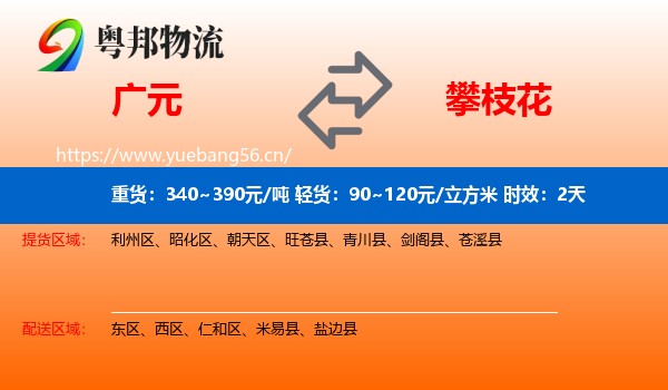 广元到攀枝花物流专线名片