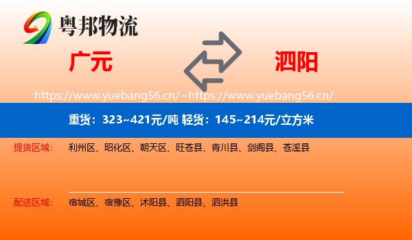 广元到泗阳县物流