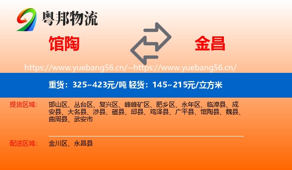 馆陶到金昌物流