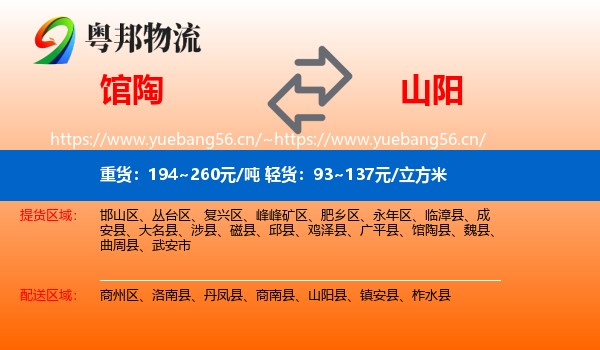 馆陶到山阳县物流