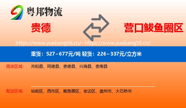 贵德县到鲅鱼圈区物流专线