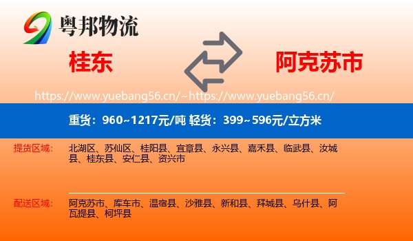 桂东到阿克苏市物流