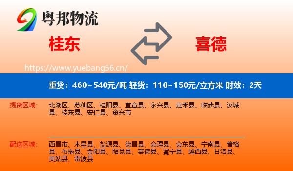 桂东到喜德县物流专线名片