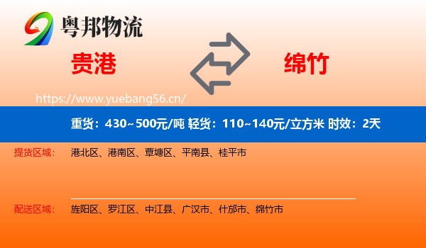 贵港到绵竹市物流专线名片