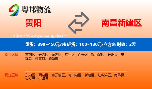 贵阳到新建区物流 贵阳到新建区物流专线名片