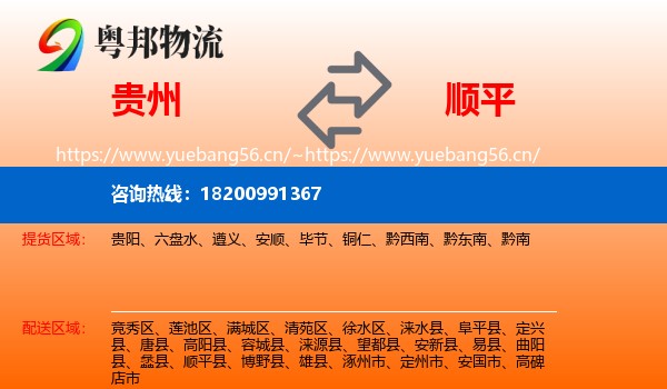 贵州到顺平县物流