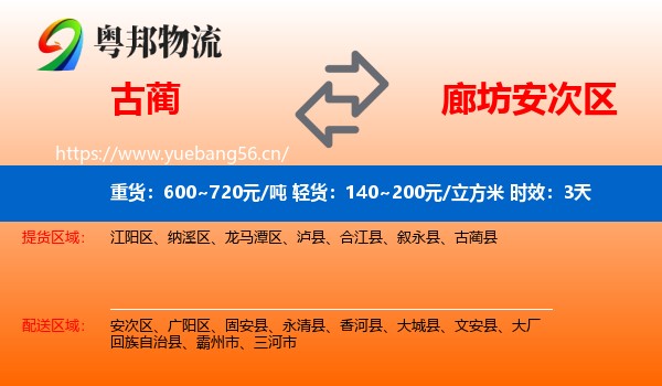 古蔺到安次区物流专线名片