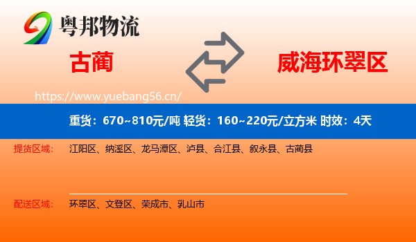 古蔺到环翠区物流专线名片