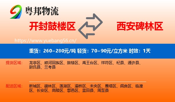 开封鼓楼区到碑林区物流专线名片