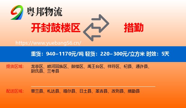开封鼓楼区到措勤县物流专线名片