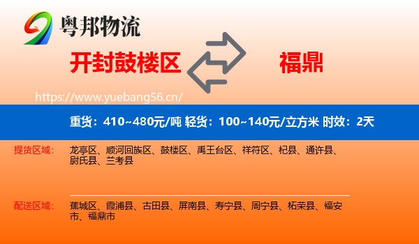 开封鼓楼区到福鼎市物流专线名片