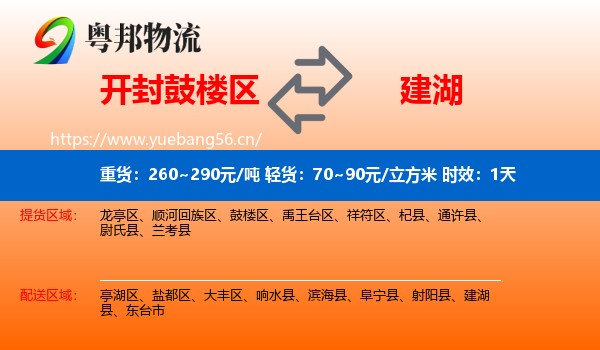 开封鼓楼区到建湖县物流专线名片