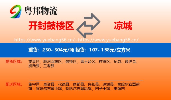 开封鼓楼区到凉城县物流