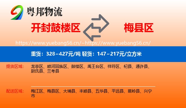 开封鼓楼区到梅县区物流