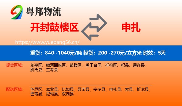 开封鼓楼区到申扎县物流专线名片