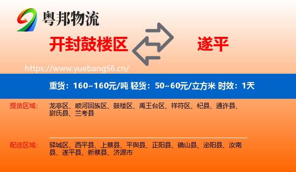 开封鼓楼区到遂平县物流专线名片