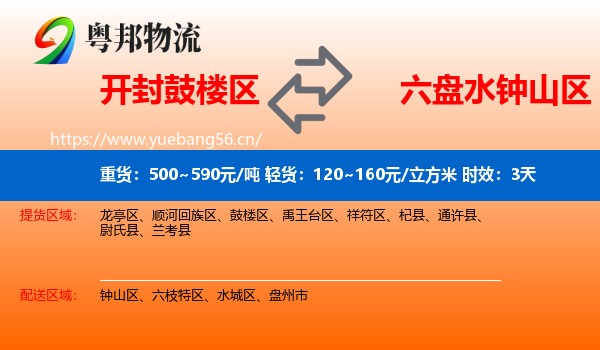 开封鼓楼区到钟山区物流专线名片