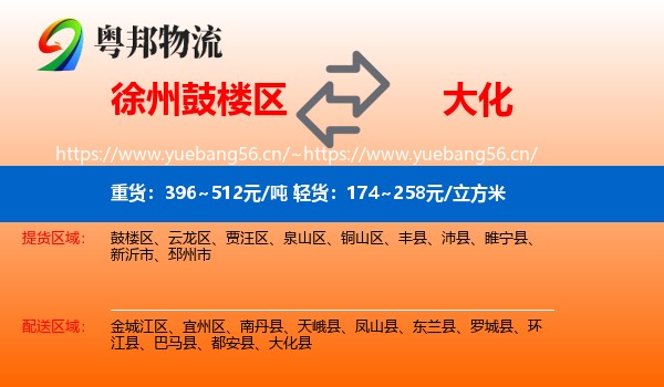 徐州鼓楼区到大化县物流