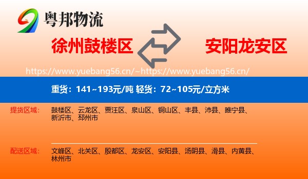 徐州鼓楼区到龙安区物流