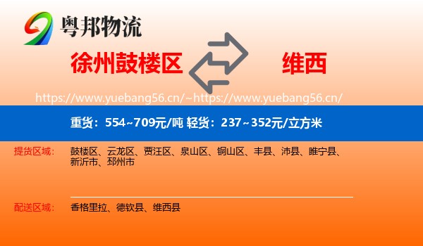 徐州鼓楼区到维西县物流