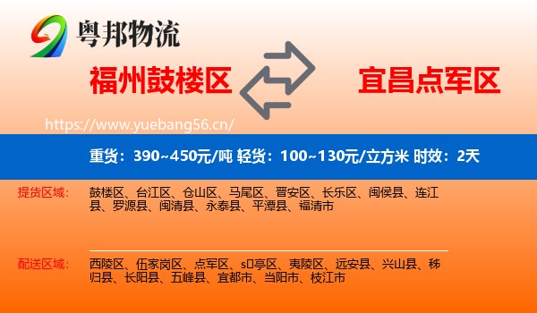福州鼓楼区到点军区物流专线名片