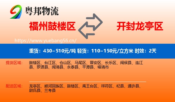 福州鼓楼区到龙亭区物流专线名片