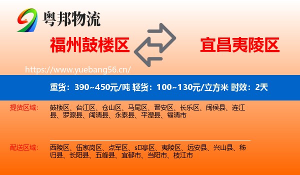福州鼓楼区到夷陵区物流专线名片