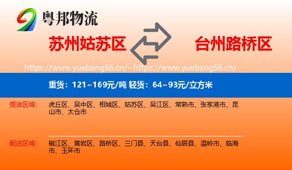 苏州姑苏区到路桥区物流