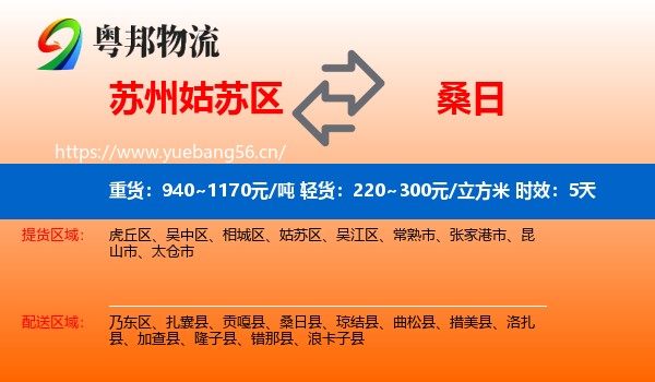 苏州姑苏区到桑日县物流专线名片