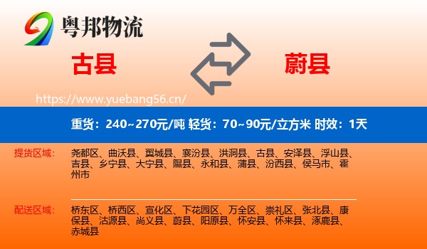 古县到蔚县物流专线名片