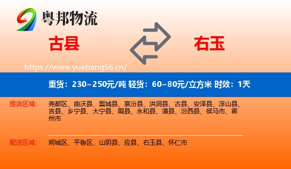 古县到右玉县物流专线名片