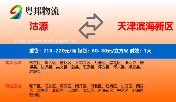 沽源到滨海新区物流专线名片