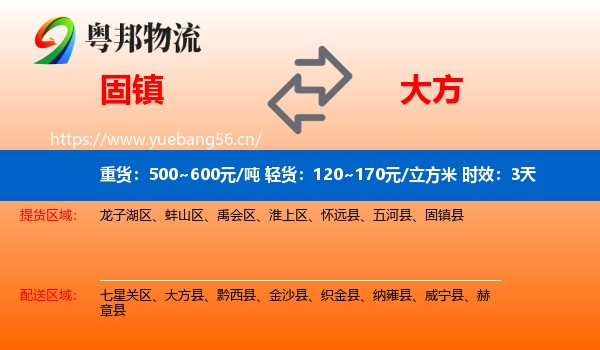 固镇到大方县物流专线名片