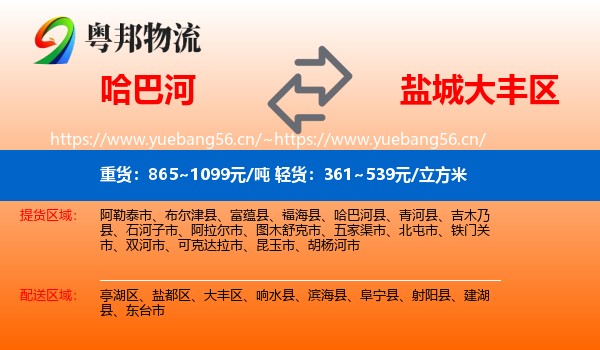 哈巴河到大丰区物流