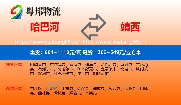 哈巴河到靖西市物流